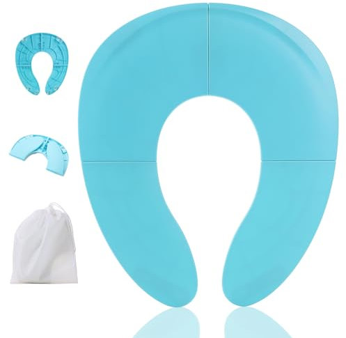 Funbliss Faltbarer Reise-Töpfchensitz für Kleinkinder, Töpfchentraining-Essentials für Jungen und Mädchen, tragbarer WC-Trainingssitz mit rutschfesten Saugnäpfen, Reisetasche, BPA-freies Material,Blau