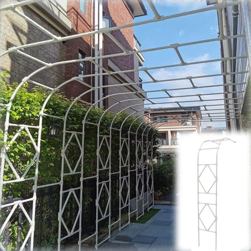 Arche de jardin en métal pour jardin, terrasse, cour, résistante aux intempéries, design demi-arche en noir et blanc, 150 cm de hauteur