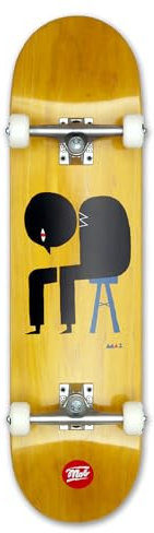 Mob Skateboard Lost Thought 8.25 Complete - Komplettboard 32 x 8.25 Zoll - Holzboard aus Ahornholz - fertig montiert - Anfänger und Profi Skateboard für Jugendliche, Erwachsene - Abstrakt - Gelb