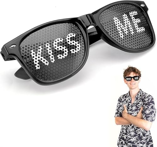 HENGBIRD Lunettes de Fête Motif Kiss Me - Lunettes de Soleil pour Carnaval, Accessoires Photo