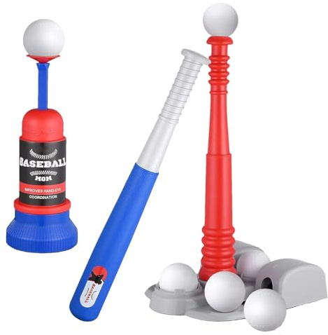 Juego de tee-Ball para niños – Conjunto de béisbol para Bate y Pelota Ajustable, Juguete de Deporte al Aire, Equipo Ligero y Duradero | Juego involucrado para niños y ficción