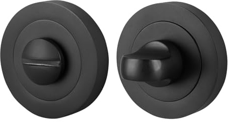 EAI Black Bathroom Thumb Turn and Release Set, Matt Black Universal Round Door Turn and Release Lock for Bathroom/Toilet - Oliena Range