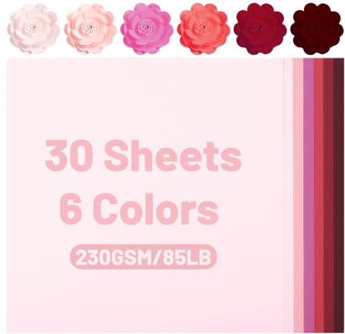 30 ark rosa toner kartong 85 pund 6 färger pysselpapper 30 x 30 cm | Uncle Paul omslag kartong dubbelsidigt tungt papper perfekt för scrapbooking korttillverkning gör-det-själv projekt UAP05MX3