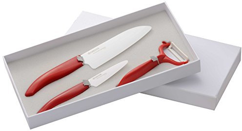 Kyocera X'MAS SET WH RD Coffret Couteau Lame Céramique Blanc/Rouge 33,5 x 17 x 3,6 cm
