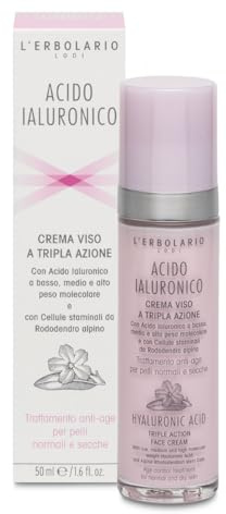 L'Erbolario Hyaluronsäure Gesichtscreme mit Dreifachwirkung für trockene und normale Haut, 1er Pack (1 x 50 ml)