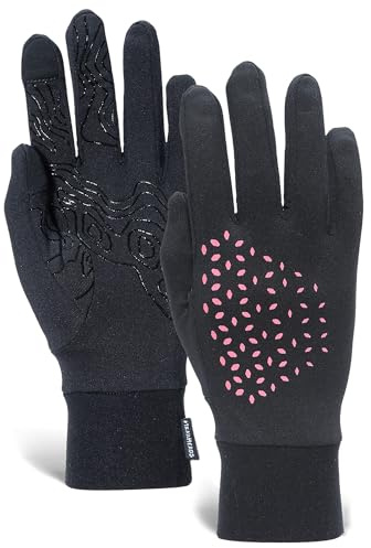 TrailHeads Laufhandschuhe Leichte Handschuhe mit Touchscreen-Funktion | Die Elemente - schwarz/rosa reflektierend