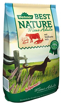 Dehner Best Nature Hundefutter Maxi Adult, Trockenfutter getreidefrei / zuckerfrei, für ausgewachsene Hunde großer Rassen, Rind / Lachs, 12.5 kg