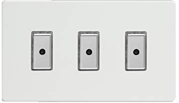 Varilight JDQE103S Dimmer Switch 3 Gang Premium White