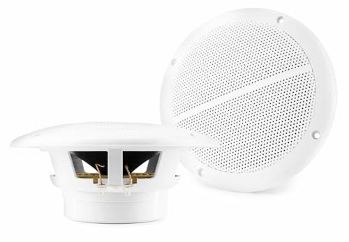 VONYX MSV65 Set de Deux Haut-Parleurs de Plafond 100 Watts 6.5'', Résistant aux Intempéries (IP44), Livré avec câble Haut-Parleur, Idéal pour l'Extérieur ou pour Votre Salle de Bain