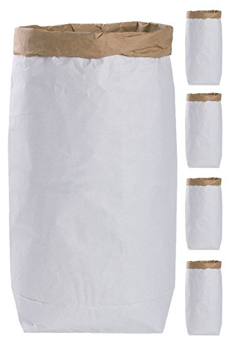 5er DIY Papiersack Paper Bag rund aus Kraftpapier Braun Weiß 'Blanko'