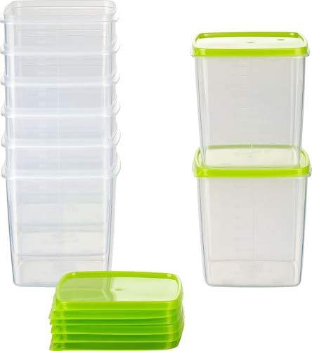 MiraHome Vorratsdosen Set 8x1L quadratisch grün – Perfekt zur Aufbewahrung & Organisation für Lebensmittel – Vorratsdosen mit Deckel Luftdicht – Gefrierdosen für Mealprep & Küche – Austrian Quality