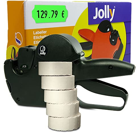 Preisauszeichner Set Jolly C8 inkl. 5 Rollen 26x12 Preisetiketten - leucht-grün permanent | MHD Datumsauszeichner | HUTNER