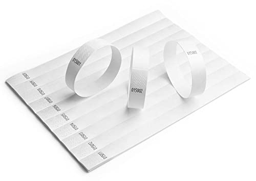 100 Papier-Armbänder aus Tyvek, 19 mm für Events, Festivals, reißfest, in 12 Farben erhältlich 19mm (weiß)