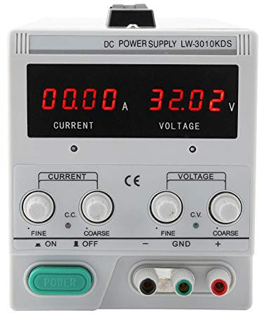 Fuente de alimentación de Laboratorio, Akozon 4LED Fuente de alimentación de CC Digital regulada Ajustable 30V 10A 220 / 110V (LW-3010KDS)