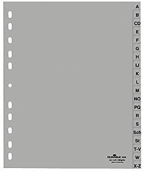 Durable 651010 A-Z Register (A4 geprägte Taben, A-Z 20tlg. aus PP, volldeckend) (10 Stück, A-Z Register)