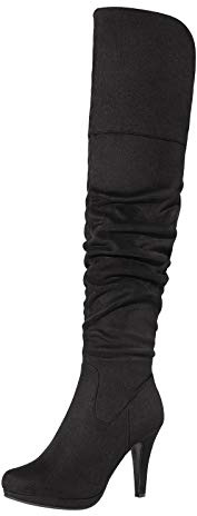 DREAM PAIRS Women's Chunky Thing High Boots,Black,8.5