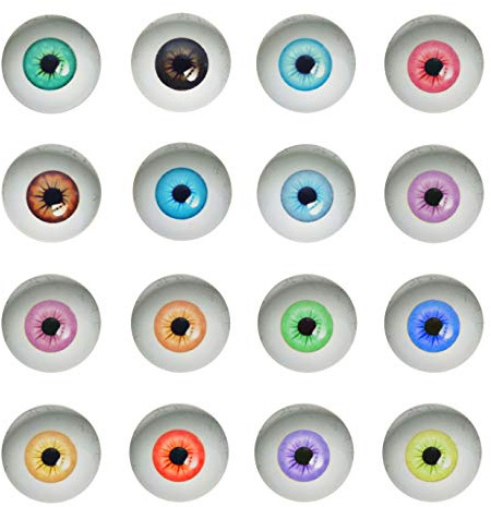 Julie Wang Pack of (x20) Round Mixed Glass Eyes Light Color Pupils Flat Back Time Gem Cabochons Art Craft for Making Scrapbooking Embellishments Decors 30mm