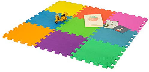 DIVCHI Foam Play Mat - 29x29cm Multi Colour Floor Mats 9 Pack - Comfortable Cushiony Foam Floor Puzzle Mat for Kids & Toddlers