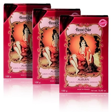 Set mit 3 Haarfärbemitteln aus Henna, Pulver - Kastanienbraun - 100 g