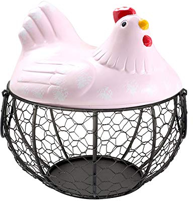 Panier Rangement pour Œufs,avec Couvercle pour Poule en Céramique,Organisateur Collations Aux Fruits,Collection Créative Panier,Accessoires Cuisine pour Décoration Intérieure Stockage de légumes (PK)