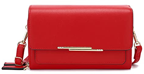 Ourui Handy Umhängetasche, Damen Brieftasche Handtasche, PU Leder Crossbody Schultertasche mit Kartenschlitz Verstellbar Abnehmbar Schultergurt für Handy unter 6.5 Zoll