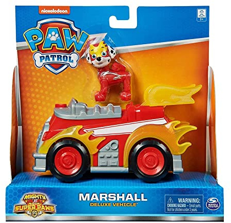 Paw Patrol Mighty Pups Super Paws Deluxe Fahrzeug mit Sammelfigur (Marshal)