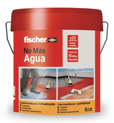Fischer - Pintura impermeabilizante embaldosable 15L para terrazas, tejados, transitable, Gris