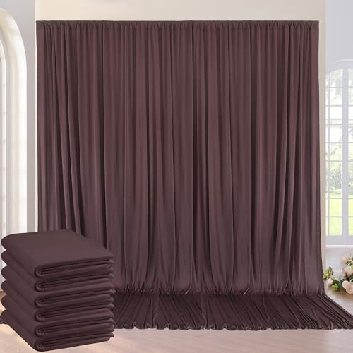 NSSONBEN Faltenfreier brauner Hintergrundvorhang für Hochzeit, Party, 6 Paneele, 152x30 cm, braune Polyester-Vorhänge für Vorhang, Hintergrund, Dekoration, Geburtstag, Baby, Zuhause, 9x3 m