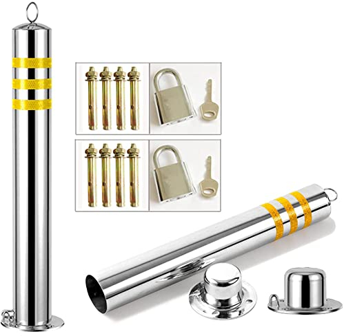 Oiyekntd Feste Parkbarriere für Auffahrt, 2PCS Edelstahl Parkplattenparkparkparkpark Security Auffahrt Stange Private Park Park Park -Auffahrt, einfache Installation,76×800mm