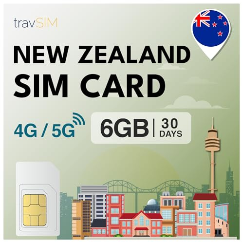 travSIM Neuseeland SIM Karte | 6GB Mobile Daten bei 4G/5G Geschwindigkeiten | Kostenloses Roaming in Australien | Der Plan der Prepaid SIM Karte Neuseeland ist 30 Tage gültig