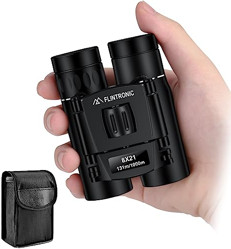 Flintronic 8x21 Kompakt Mini-Fernglas, HD Ferngläser, Leichtes Faltteleskop für Erwachsene und Kinder, für die Jagd, Besichtigung, Vogelbeobachtung, Wandern, Anschauen von Fußballspielen