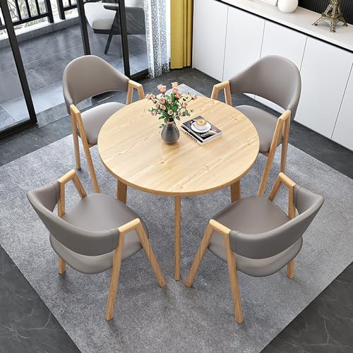 Büro Empfang Runder Tisch, Esstisch-Stuhl-Kombination, Platzsparender Runder 4-Sitzer-Café-Tisch, 80cm Runde Besprechungstisch, Verhandlungstisch, Geeignet Für Esszimmer Küche Wohnzimmer (Color : B)