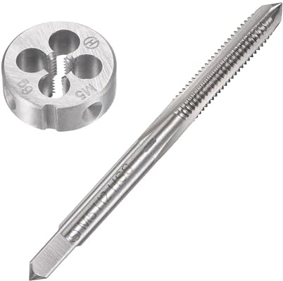 Unifizz M5 x 0,8 mm metrisches Gewindeschneider-Set, Maschinengewindebohrer mit rundem Gewindeschneider, Gewindebohrer und Schneideisen-Set für Mutterschrauben, Bolzen, Gewindereparatur