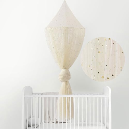 Moskitonetz Bett Baldachin, ENEN Betthimmel Kinderbett Foldable Mosquito Net Bed Fliegennetz Moskitonetze Moskitonetz Reise für Babybetten Einzelbett Doppelbett (Beige)