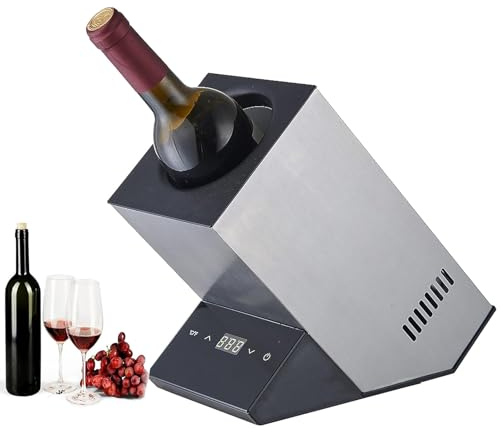 ExoticaBlend Electric Wine Cooler, Bucket Single Bottle Champagne Iceless Wine Chiller with Touch Screen Temperature Controls, Kitchen RV Bar Wine Accessory for Various Wines, Champagne,Silver