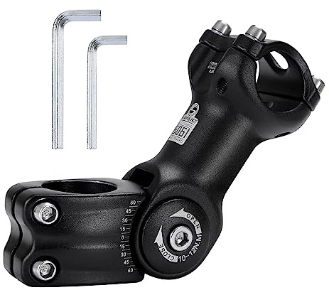 Tunejoy Attacco Manubrio per Bici Regolabile ±60° Biciclette Gambi Lega di Alluminio per Manubrio da 31,8 mm Ciclismo MTB Bici da Strada BMX 31,8 * 110mm Nero