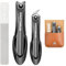 Dokeno Juego de 3 Cortaúñas, Kit de Cortaúñas con Funda de Cuero, Cortaúñas de Acero Inoxidable Resistente, Set Manicura y Pedicura Profesional, Cortador de Uñas Inclinado para Hombres y Mujeres