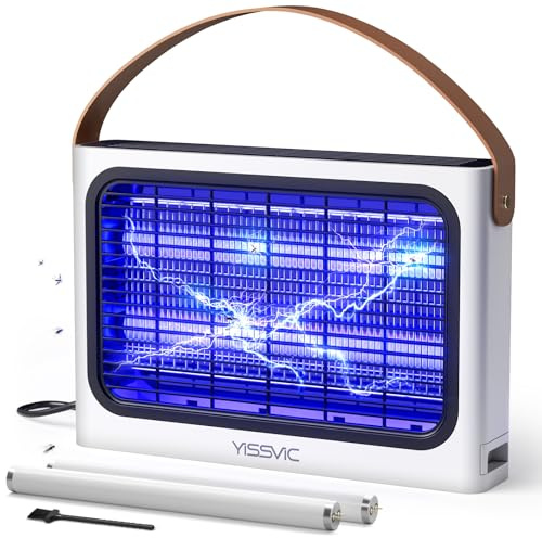 YISSVIC Mata Mosquitos Electrico Lampara Antimosquitos 4300V UV Mata Moscas Mosquitos, Moscas y Otros Insectos Voladores para Interiores con 2 Tubos UV Recambio