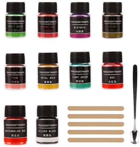 10 Farbe für Gießpulver 5g, Farbpigmente für Gießpulver, Mica Powder, Pigmentpulver für Diy Kunstharz Gießharz, Kerze, Schmuckherstellung, Seife, Kosmetischer, Nagellack, Schleim, Badebombe