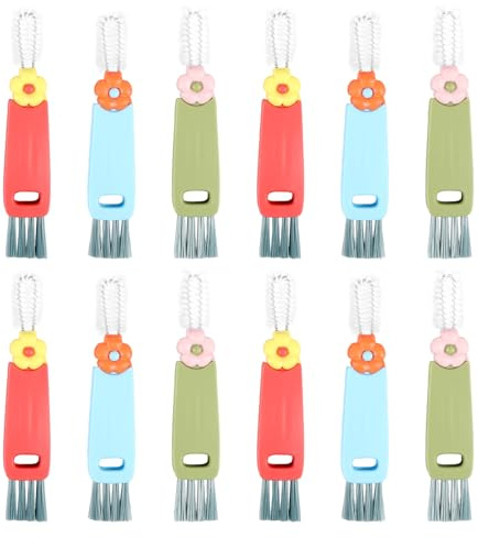 3-in-1 Cup Lid Cleaning Brush, 12 Pcs Multifunctional Cup Lid and Bottle Crevice Cleaner Brushes Set, Portable and Versatile Bottle Gap Tight Spaces Cleaning Tools for Home Kitchen