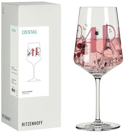 RITZENHOFF 8096007 Cocktail-Glas 500 ml, Serie Entdecker, mit Paris Schriftzug, Rot, Schwarz - Made in Germany