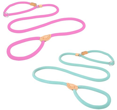 MOTIBACK 2PCS Slip Rope Dog Leads Set - 6mm Thick 150cm Slip-On Dog Leash, No Collar Needed for Small Medium Large Dogs