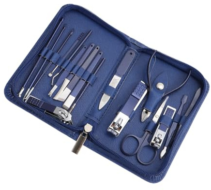 Gogogmee Set Unghie Manicure in Acciaio Inossidabile Design Delicato, Tagliaunghie Multi-angolo senza Bave, Custodia Palmare in Pu per Viaggi