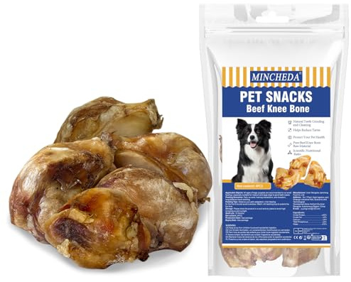 Rotule di Manzo per Cani – Ossa di Ginocchio Bovino a Lunga Durata per Masticatori Aggressivi – Snack Masticabile Premium a Singolo Ingrediente per Cani di Taglia Grande – Confezione da 4 Pezzi