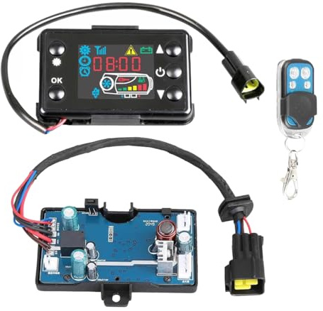 Gutol Controlador LCD para calefactor de aire diésel de 12V/24V – Monitor de calefactor de estacionamiento con interruptor LCD, control remoto y placa base tipo Y para automóviles y camiones