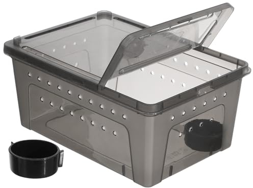 JUMPLAWN Reptilien Fütterungsbox aus Kunststoff Leicht zu Reinigen Große Transportbox für Kleine Reptilien für Terrarienhaltung und Zucht von Haustieren