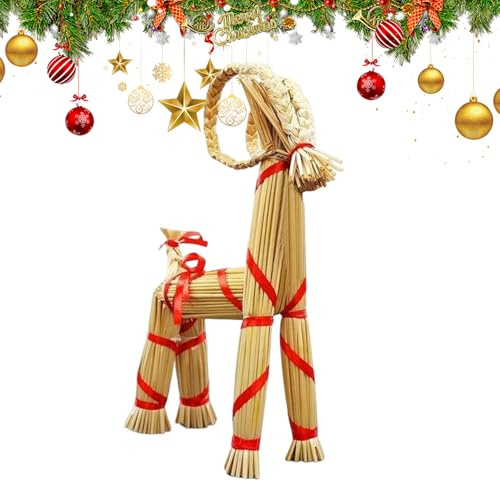 Skandinavische Weihnachten Strohbock - Weihnachtsschmuck | Skandinavisches Weihnachtsbieg Strohschmuck | Für Wohnzimmer Schreibtisch Party Draußen Garten Wochenende
