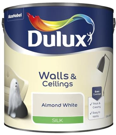 Almond White Walls & Ceilings Silk Emulsion Paint 2.5 L – Smooth Washable Silk Finish, Quick Dry, Low-VOC, Easy Application for Interior Walls & Ceilings