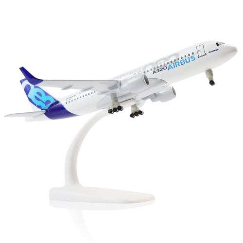 QIYUMOKE 1/200 A320 prototyp formgjuten metall flygplan modell med stativ -Sky Jumbo Airbusa320 modellflygplan (7,3 tum lång) för gåvor till flygentusiaster, displaydekorationer