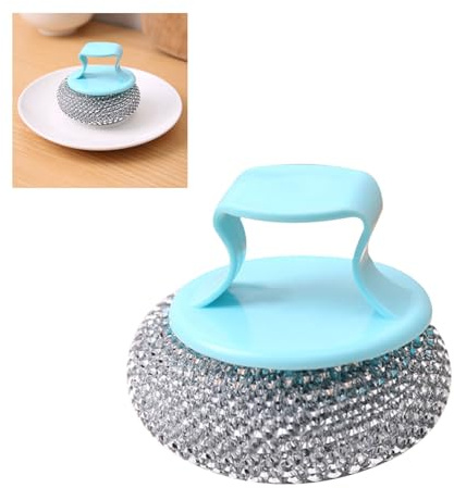 SIXRUN Spugne Resistenti in ABS e Acciaio Inossidabile per la Rimozione del Grasso Ostinato Dalle Pentole da (SILVER)